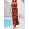 image:imagePRETTYGARDEN Womens Formal Cocktail Maxi Dresses 2026 Summer Off Shoulder Floral Mesh Bodycon Spring Wedding Guest DressFloral Brown