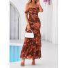 image:imagePRETTYGARDEN Womens Formal Cocktail Maxi Dresses 2026 Summer Off Shoulder Floral Mesh Bodycon Spring Wedding Guest DressFloral Brown
