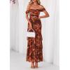 image:imagePRETTYGARDEN Womens Formal Cocktail Maxi Dresses 2026 Summer Off Shoulder Floral Mesh Bodycon Spring Wedding Guest DressFloral Brown