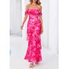 image:imagePRETTYGARDEN Womens Formal Cocktail Maxi Dresses 2026 Summer Off Shoulder Floral Mesh Bodycon Spring Wedding Guest DressFloral Pink