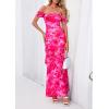 image:imagePRETTYGARDEN Womens Formal Cocktail Maxi Dresses 2026 Summer Off Shoulder Floral Mesh Bodycon Spring Wedding Guest DressFloral Pink