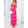 image:imagePRETTYGARDEN Womens Formal Cocktail Maxi Dresses 2026 Summer Off Shoulder Floral Mesh Bodycon Spring Wedding Guest DressFloral Pink