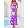image:imagePRETTYGARDEN Womens Formal Cocktail Maxi Dresses 2026 Summer Off Shoulder Floral Mesh Bodycon Spring Wedding Guest DressFloral Purple