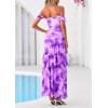 image:imagePRETTYGARDEN Womens Formal Cocktail Maxi Dresses 2026 Summer Off Shoulder Floral Mesh Bodycon Spring Wedding Guest DressFloral Purple