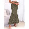 image:imagePRETTYGARDEN Womens Maxi Skirt 2026 Summer Flowy Polka Dot Floral High Waisted Mermaid Office Work Spring Long Slip SkirtsDot Army Green White
