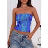 image:imagePRETTYGARDEN Womens Mesh Floral Strapless Bandeau Crop TopBright Blue