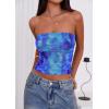 image:imagePRETTYGARDEN Womens Mesh Floral Strapless Bandeau Crop TopBright Blue