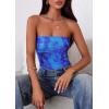 image:imagePRETTYGARDEN Womens Mesh Floral Strapless Bandeau Crop TopBright Blue