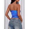 image:imagePRETTYGARDEN Womens Mesh Floral Strapless Bandeau Crop TopBright Blue