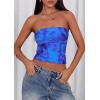 image:imagePRETTYGARDEN Womens Mesh Floral Strapless Bandeau Crop TopBright Blue