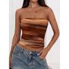 image:imagePRETTYGARDEN Womens Mesh Floral Strapless Bandeau Crop TopBrown Floral