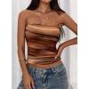 image:imagePRETTYGARDEN Womens Mesh Floral Strapless Bandeau Crop TopBrown Floral
