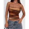 image:imagePRETTYGARDEN Womens Mesh Floral Strapless Bandeau Crop TopBrown Floral