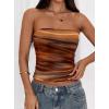 image:imagePRETTYGARDEN Womens Mesh Floral Strapless Bandeau Crop TopBrown Floral