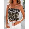image:imagePRETTYGARDEN Womens Mesh Floral Strapless Bandeau Crop TopBrown Leopard