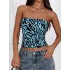 image:imagePRETTYGARDEN Womens Mesh Floral Strapless Bandeau Crop TopBrown Zebra Print
