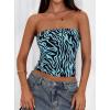 image:imagePRETTYGARDEN Womens Mesh Floral Strapless Bandeau Crop TopBrown Zebra Print