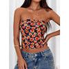 image:imagePRETTYGARDEN Womens Mesh Floral Strapless Bandeau Crop TopDark Blue Orange Red