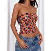 image:imagePRETTYGARDEN Womens Mesh Floral Strapless Bandeau Crop TopDark Blue Orange Red