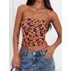 image:imagePRETTYGARDEN Womens Mesh Floral Strapless Bandeau Crop TopDark Blue Orange Red