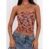 image:imagePRETTYGARDEN Womens Mesh Floral Strapless Bandeau Crop TopDark Blue Orange Red
