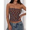 image:imagePRETTYGARDEN Womens Mesh Floral Strapless Bandeau Crop TopDot Brown Blue