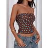 image:imagePRETTYGARDEN Womens Mesh Floral Strapless Bandeau Crop TopDot Brown Blue