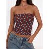 image:imagePRETTYGARDEN Womens Mesh Floral Strapless Bandeau Crop TopDot Brown Blue