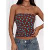 image:imagePRETTYGARDEN Womens Mesh Floral Strapless Bandeau Crop TopDot Brown Blue