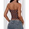 image:imagePRETTYGARDEN Womens Mesh Floral Strapless Bandeau Crop TopDot Brown Blue