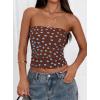 image:imagePRETTYGARDEN Womens Mesh Floral Strapless Bandeau Crop TopDot Brown Blue