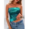 image:imagePRETTYGARDEN Womens Mesh Floral Strapless Bandeau Crop TopLake Blue