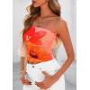 image:imagePRETTYGARDEN Womens Mesh Floral Strapless Bandeau Crop TopOrange