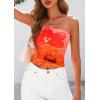 image:imagePRETTYGARDEN Womens Mesh Floral Strapless Bandeau Crop TopOrange