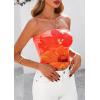 image:imagePRETTYGARDEN Womens Mesh Floral Strapless Bandeau Crop TopOrange