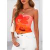 image:imagePRETTYGARDEN Womens Mesh Floral Strapless Bandeau Crop TopOrange