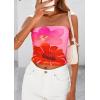 image:imagePRETTYGARDEN Womens Mesh Floral Strapless Bandeau Crop TopPink