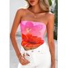image:imagePRETTYGARDEN Womens Mesh Floral Strapless Bandeau Crop TopPink