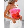image:imagePRETTYGARDEN Womens Mesh Floral Strapless Bandeau Crop TopPink