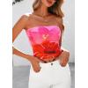 image:imagePRETTYGARDEN Womens Mesh Floral Strapless Bandeau Crop TopPink