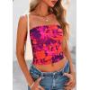 image:imagePRETTYGARDEN Womens Mesh Floral Strapless Bandeau Crop TopPurple Orange