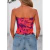 image:imagePRETTYGARDEN Womens Mesh Floral Strapless Bandeau Crop TopPurple Orange