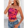 image:imagePRETTYGARDEN Womens Mesh Floral Strapless Bandeau Crop TopPurple Orange