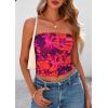 image:imagePRETTYGARDEN Womens Mesh Floral Strapless Bandeau Crop TopPurple Orange