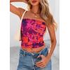 image:imagePRETTYGARDEN Womens Mesh Floral Strapless Bandeau Crop TopPurple Orange