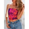 image:imagePRETTYGARDEN Womens Mesh Floral Strapless Bandeau Crop TopPurple Orange