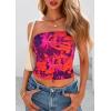 image:imagePRETTYGARDEN Womens Mesh Floral Strapless Bandeau Crop TopPurple Orange