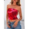 image:imagePRETTYGARDEN Womens Mesh Floral Strapless Bandeau Crop TopRed