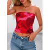 image:imagePRETTYGARDEN Womens Mesh Floral Strapless Bandeau Crop TopRed