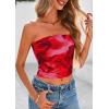 image:imagePRETTYGARDEN Womens Mesh Floral Strapless Bandeau Crop TopRed